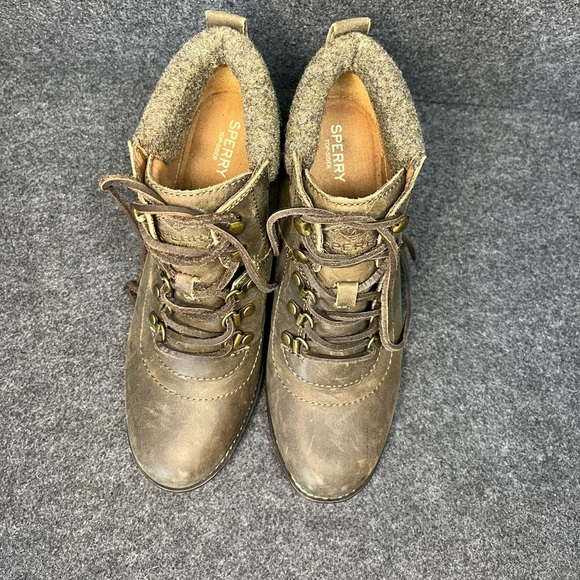 Sperry Women’s Leather Wool Ankle Boots Brown Lace Up STS99837 Size 9M - Picture 4 of 9